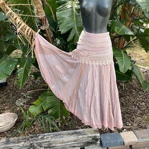 Lucky and Coco lace and multimedia drop waist skirt